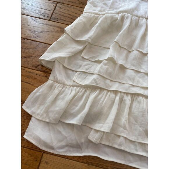 Who What Wear women's ivory Tiered Ruffle Sleeveless Spaghetti Strap top Small - Picture 2 of 8